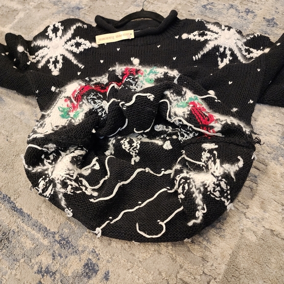 NWT Vintage Lauren Hansen Hand Knitted Snowflake Reindeer Sweater L Ramie Cotton - Picture 16 of 17